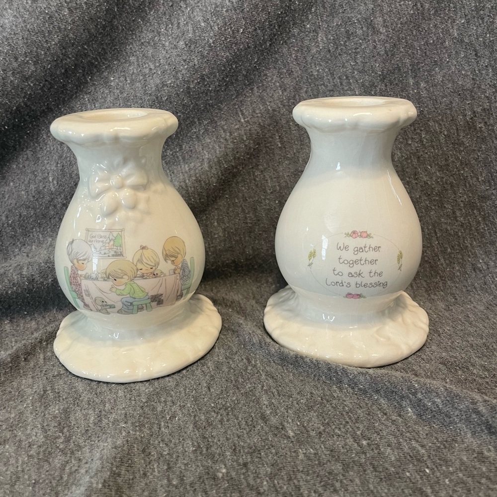 Precious Moments Porcelain Candle Stick Holders
